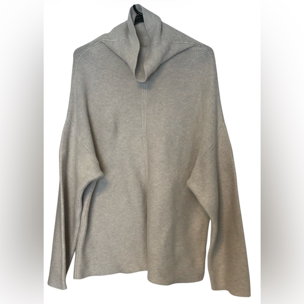 Sigrid Olsen Softly Structured Knit Tunic Long Line szXL Oatmeal Cowl Neck